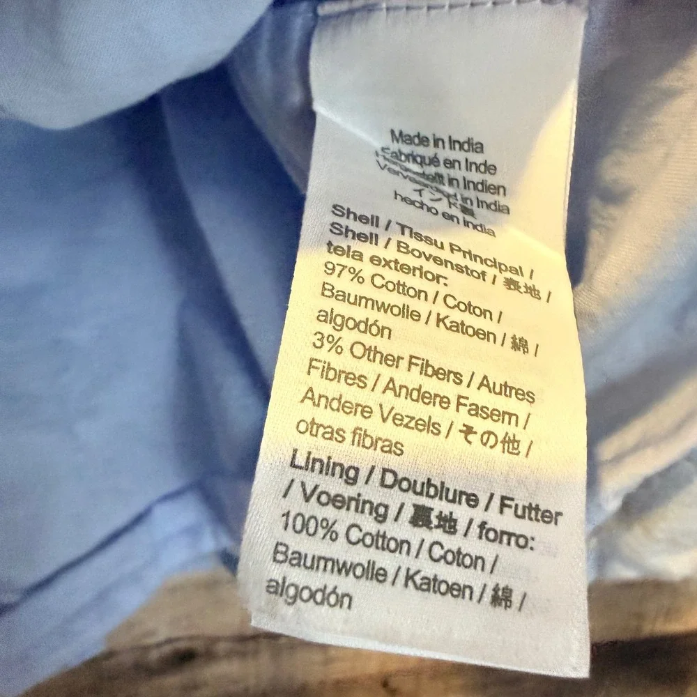Crewcuts Girls Light Blue Gold Metallic Check Dress‎ 8 Preppy Coastal